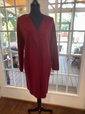 J. Crew Juliet Long Open-Front Knit Sweater Coat in Deep Burgundy